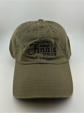 Vtg 2002 NBA Finals Hat Cap Strapback Olive Rare Event Staff Style Lakers Nets